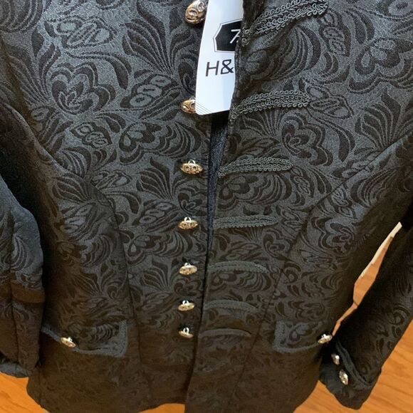 H&ZY Black lightweight dress jacket open front with inoperable button detail - Picture 3 of 11